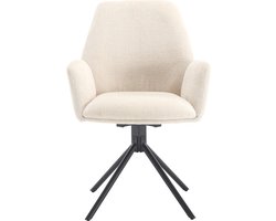 Donatello Eetkamerstoel Draaibaar – Stof Touch Beige Ivory 02 – Met Armleuning – Comfortabel en Ergonomisch – Luxe Eetkamerstoel – Moderne Stoel voor Eetkamer of Kantoor