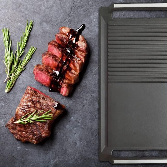 COVERCOOK Gietijzeren grillplaat, grillpan, 43 x 23 cm, grillpan voor