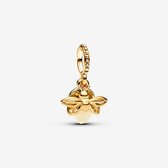 Fler® | Bedel | Past op populaire bedelarmbanden (standaard - 3mm) | Goud Glow-in-the-dark Firefly (vuurvliegje) | Hangbedel Charm | 925 sterling zilver | Armband Kraal | Valentijnsdag Cadeau | Sinterklaas kado | Kerstcadeau | Verjaardagsgeschenk