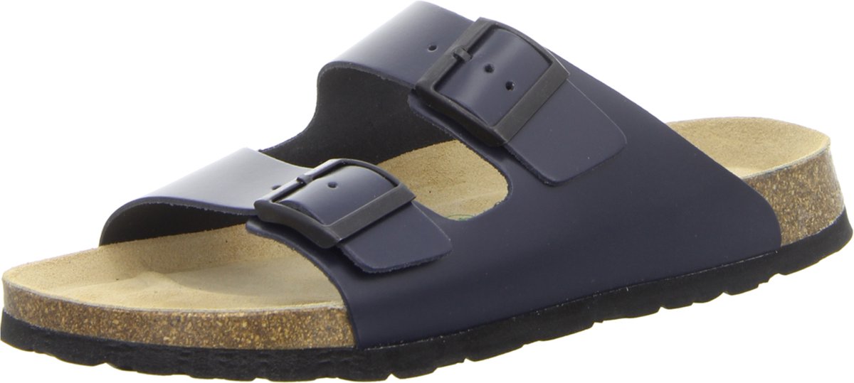 Natural Sense unisex pantoffels muiltjes sandalen leer navy 1095020