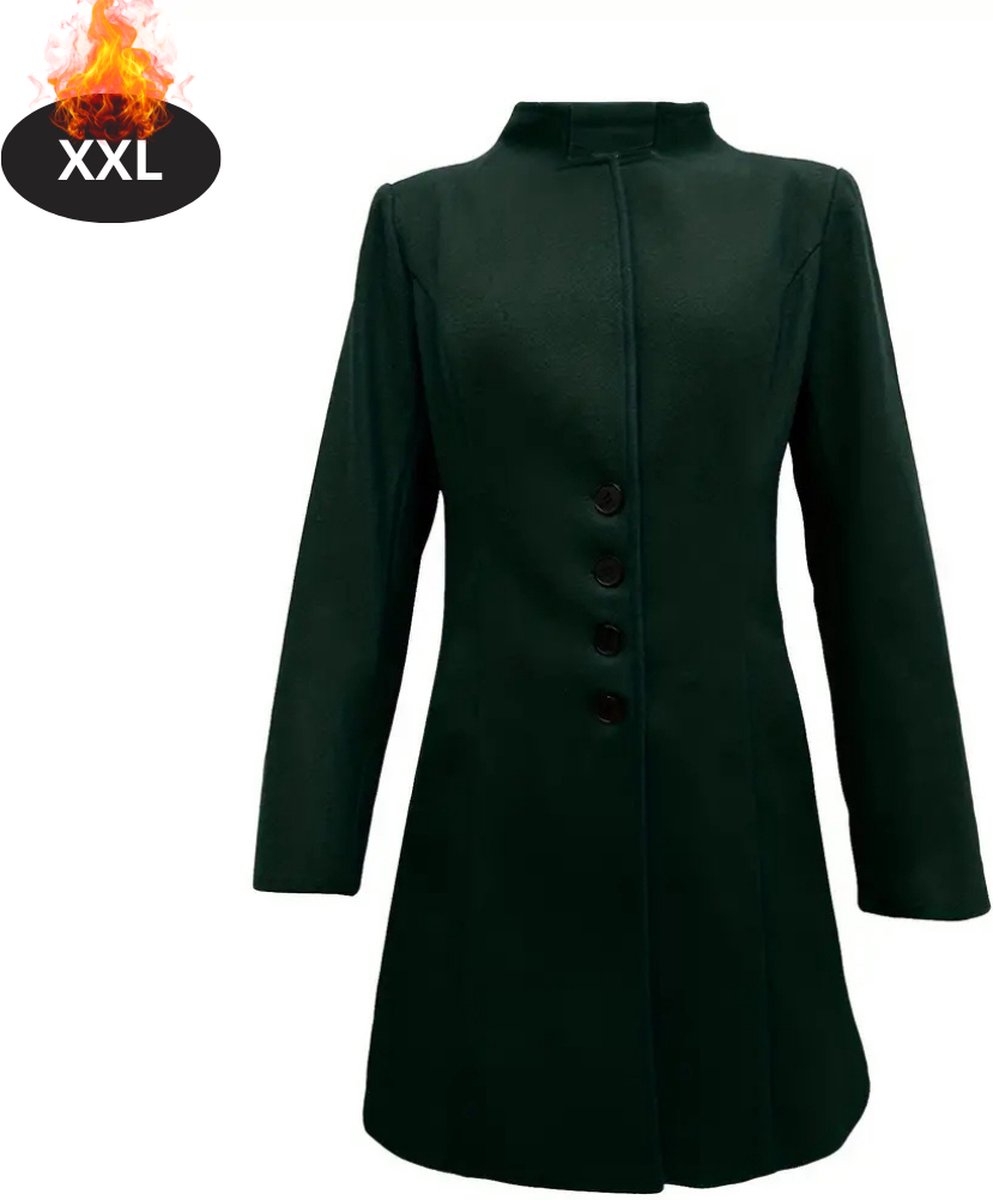 Bovista Mantel Dames Tussenmantel Jas Mantelpakje Trenchcoat Overjas Overcoat Winter Donkergroen