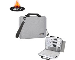 Livano Laptoptas Schokbestendig - Laptop Sleeve - Rugtas - Schoudertas - Laptoshoes - Kantoortas - Dames & Heren - 15 Inch - Grijs
