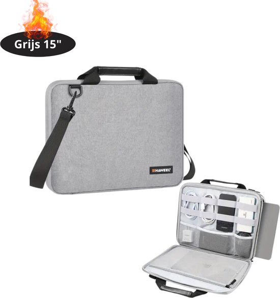 Sacoche pour ordinateur portable Livano antichoc - Housse pour ordinateur portable - Sac à dos - Sac à bandoulière - Sac pour ordinateur portable - Sac de bureau - Femme et homme - 15 pouces - Grijs