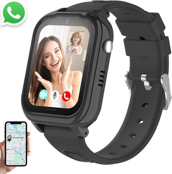 Protectly® Smartwatch Kinderen - GPS Horloge Kind Met Simkaart - GPS Tracker Kind - Kinder Smartwatch - Smartwatch Android - 4G - Videobellen - HD Camera - SOS-Knop - Whatsapp en SMS - Elke polsmaat - Incl. Simkaart