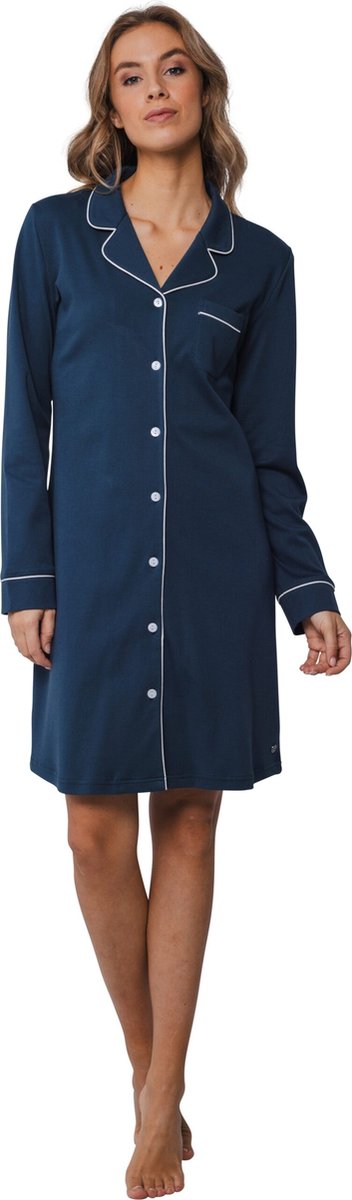Klassiek doorknoopnachthemd Pastunette - Blauw - Maat - 44