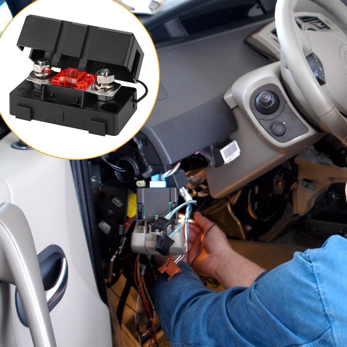 4 Pcs Midi Fuse Holder, Car Fuse Holder with 40A, 50A, 80A Mega Fuse and 8Pcs Terminal, Mega Fuses for Car, Boat, SUV, Truck, Style A