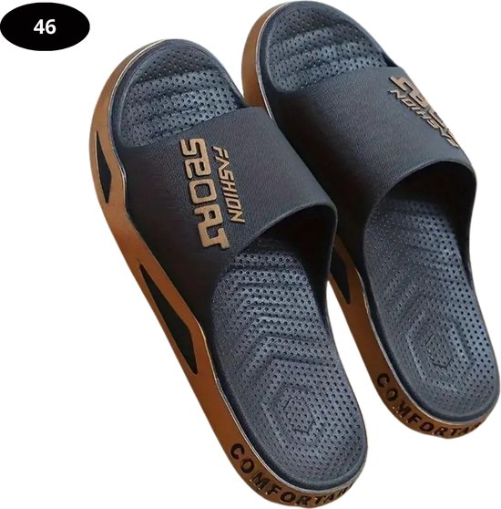 Chaussons de bain Bovista Femme & Homme - Confortables - Tongs - Sauna - Été - Zwart/ Or - Pointure 44