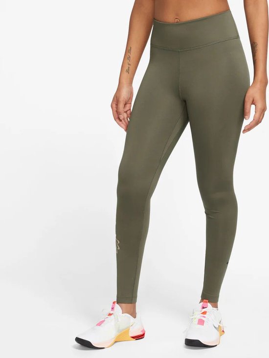 NIKE - w nk one tf mr tght grx - Lange trainingslegging dames - Bruin