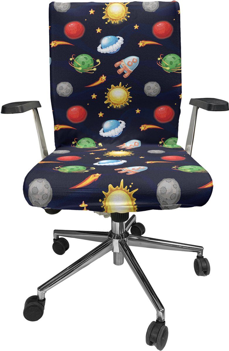 New Bed Ruimte Cosmos met Zon Planeten Stoelhoes voor Bureaustoel, Rekbare en Wasbare Stoffen Hoes, Grote Maat