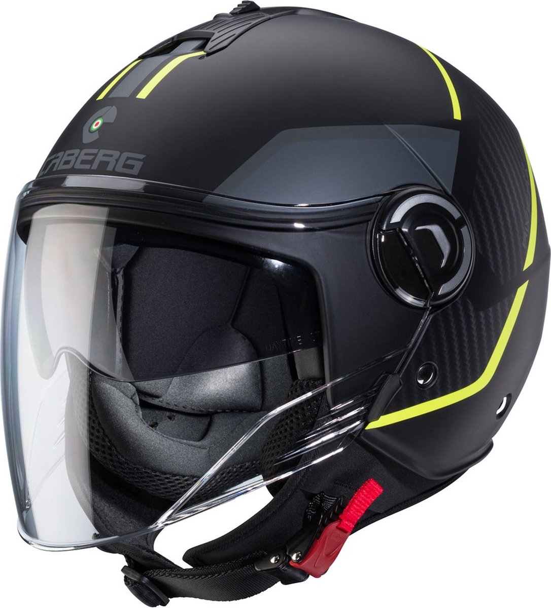 Caberg Motorrad Jethelm Riviera V4 X Geo Matt-Schwarz/Anthrazit-Fluo-Gelb-2XL