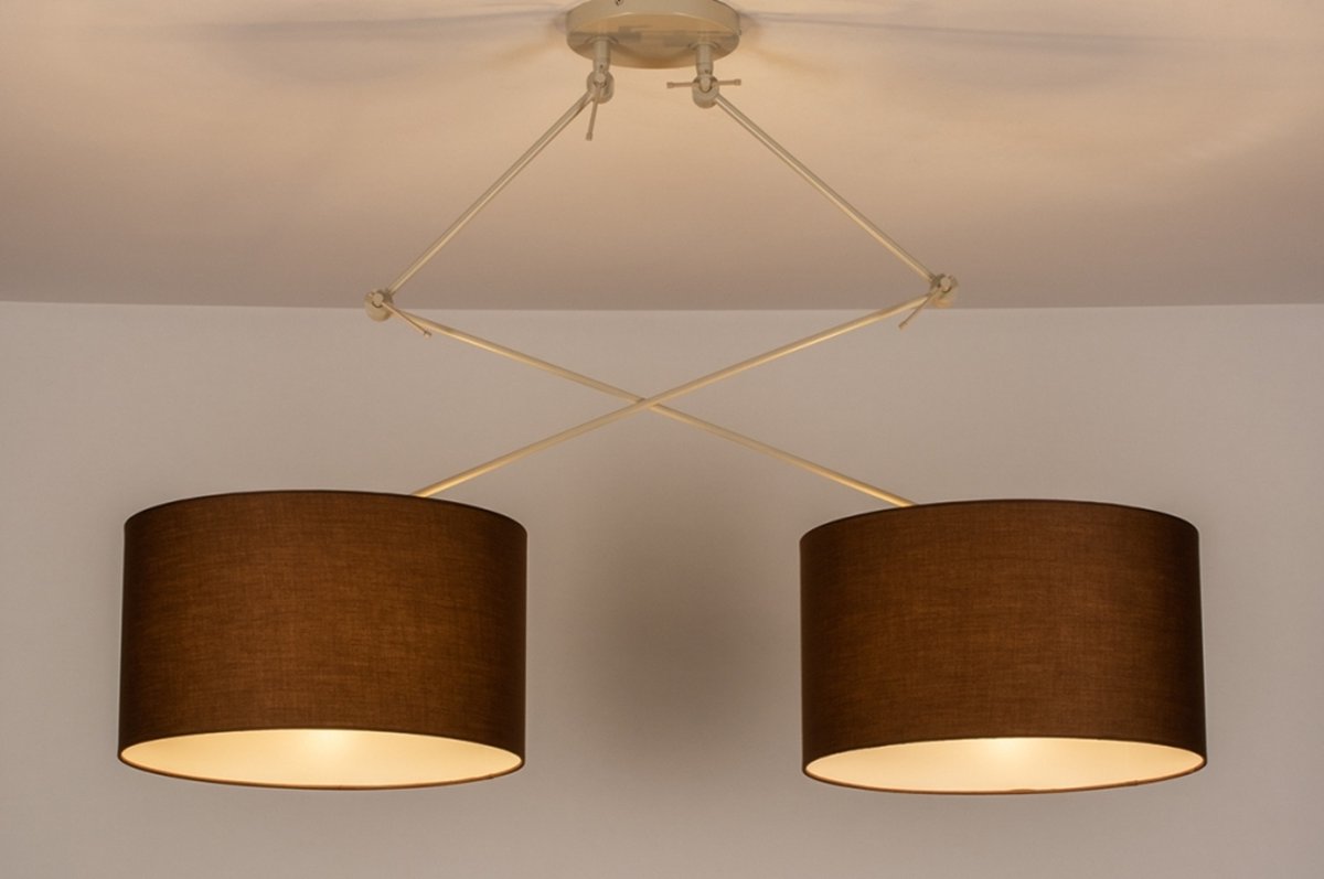 Lumidora Hanglamp 31147 - MYKONOS - 2 Lichts - E27 - Bruin - Beige - Zand - Metaal