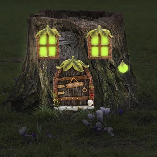 Miniatuur huis feeëntuin accessoires - Set van 4 hars miniaturen voor tuindecoratie