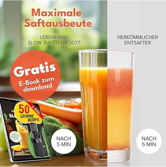 Equivera Sapcentrifuge - Sapcentrifuge - Sapcentrifuge voor Groente en Fruit - Juicer voor Groente en Fruit - Sap Machine - Sap Maker - Slow Juicer - Juicer - Elektrische Sap Pers van Equivera — afbeelding 4