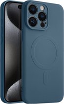 Casify Siliconen Hoesje geschikt voor MagSafe iPhone 15 Pro Max Hoesje - Blauw