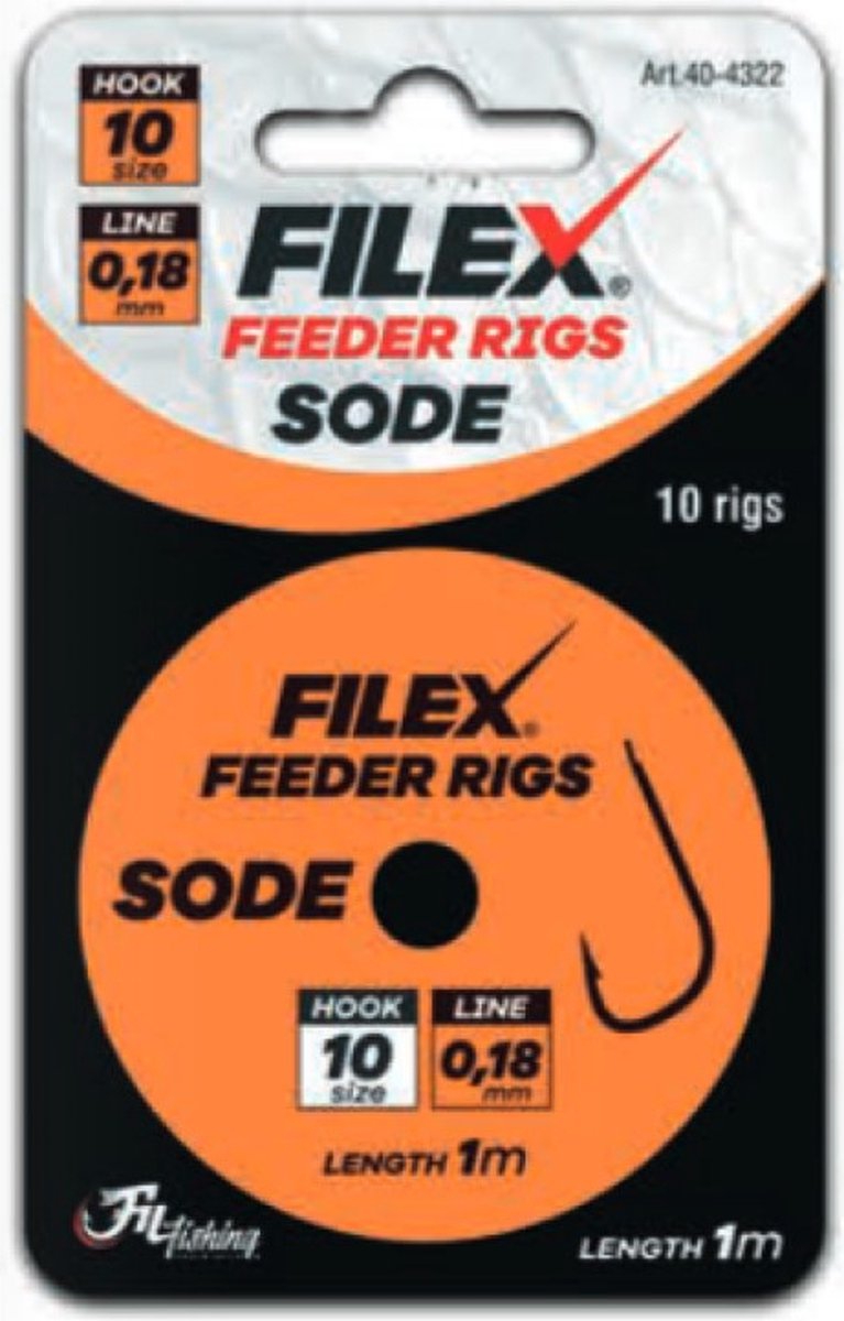 Feeder Rigs 'SODE' - Haakmaat #12 - 0.16mm - 1m - 10 stuks - Feeder Onderlijnen - Witvis Onderlijn