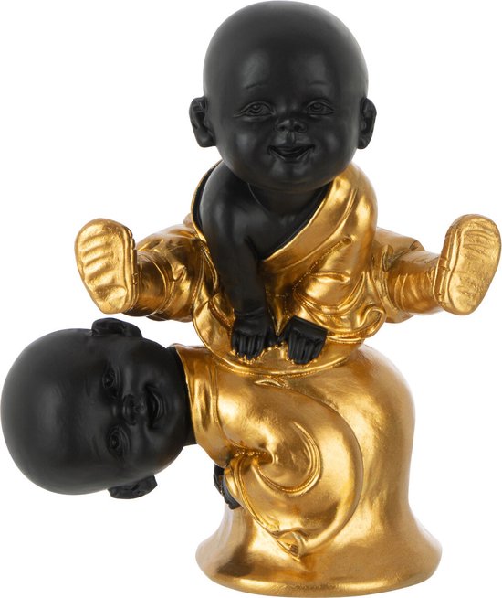 J-Line figurine Moine Saut - polyrésine - noir/or