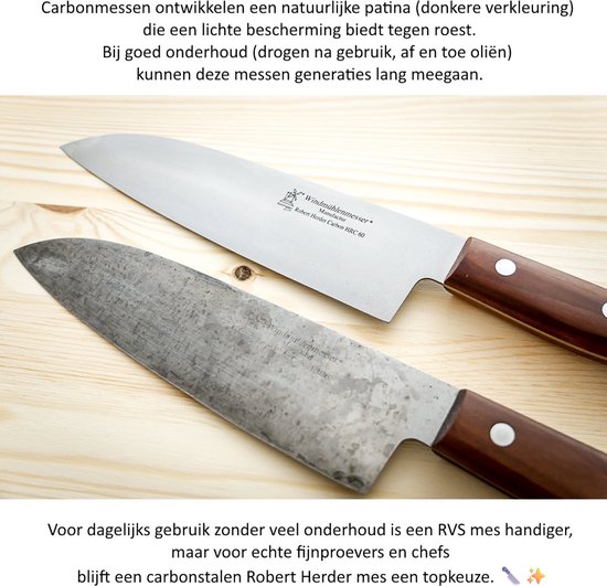 Robert Herder Molenmes - Tuinbouwmesje - Bloemenmesje - Carbonstaal - Lemmet 46 mm - Kort Heft Beukenhout van Robert Herder — afbeelding 2