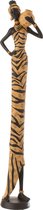 J-Line figuur Afrikaanse Vrouw Zebra - polyresin - zwart/bruin