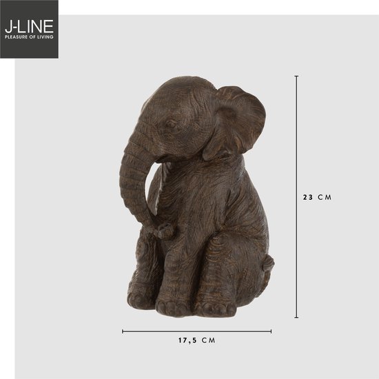 J-Line décoration Elephant Assis - polyrésine - marron foncé