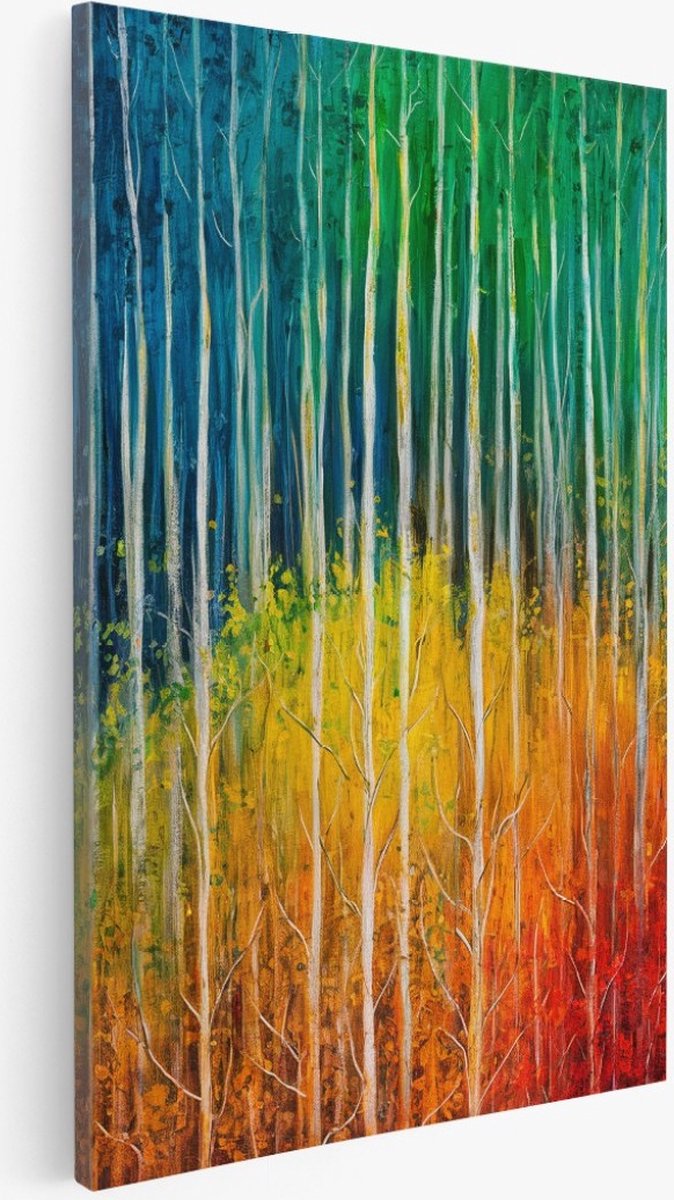 Saammp Canvas Schilderij - Kleurrijk Bos - Abstract - Bloemen - 20x30 - Foto op canvas - Wanddecoratie - Muurdecoratie Woonkamer - Kantoor Decoratie Multicolor