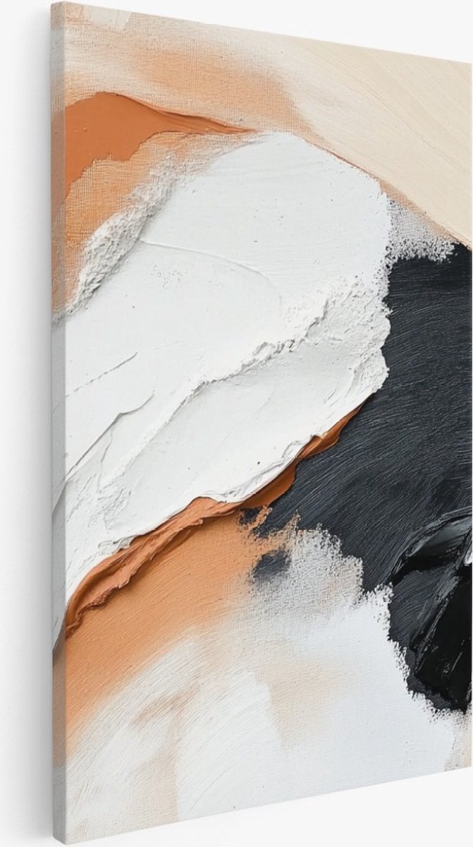 Saammp Canvas Schilderij - penseelstreken - Beige kunst - Abstracte wanddecoratie- 30x40 - Foto op canvas - Wanddecoratie - Muurdecoratie Woonkamer - Kantoor Decoratie Multicolor