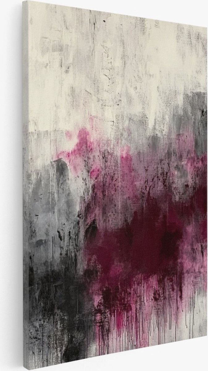 Saammp Canvas Schilderij - Paars zwart minimalistisch - Abstract kunstwerk - 20x30 - Foto op canvas - Wanddecoratie - Muurdecoratie Woonkamer - Slaapkamer decoratie - Canvas Print Multicolor