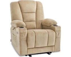 Fauteuil de relaxation électrique MCombo avec fonction inclinable, Massage et Chauffage - Fauteuil TV - Beige