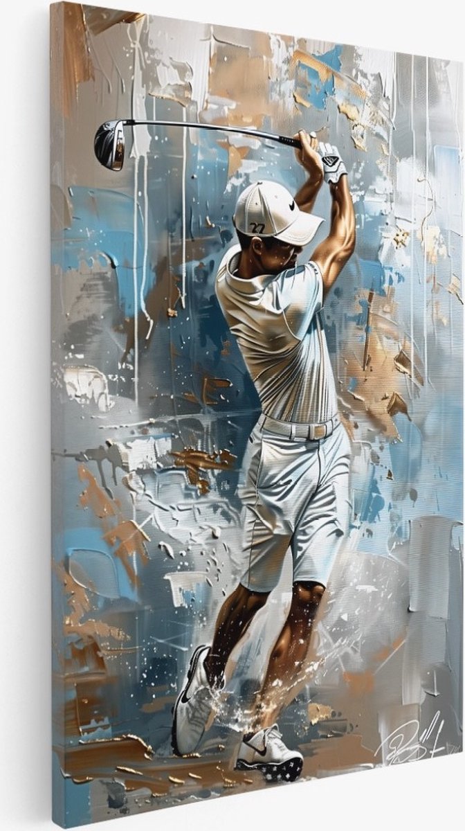 Saammp Canvas Schilderij - tiger Woods - Sport - Golf - 30x40 - Foto op canvas - Wanddecoratie - Muurdecoratie Woonkamer - Slaapkamer decoratie - Canvas Print Multicolor