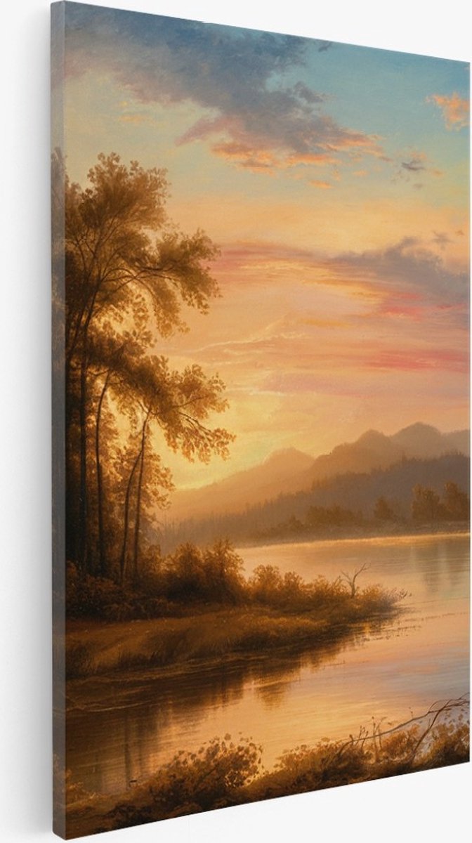 Saammp Canvas Schilderij - Abstract landschap - Bloemen - Natuur - 30x40 - Foto op canvas - Wanddecoratie - Muurdecoratie Woonkamer - Slaapkamer decoratie - Canvas Print Multicolor