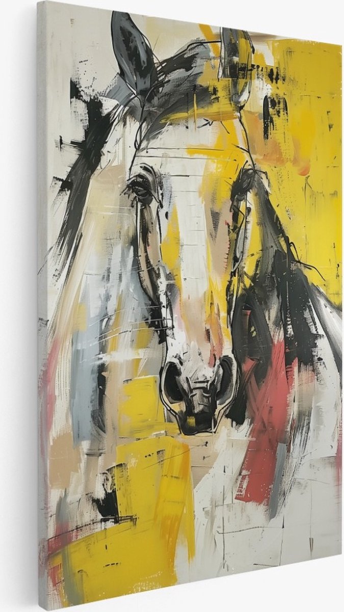 Saammp Canvas Schilderij - Abstract - Kunst - Paard - 30x45 - Foto op canvas - Wanddecoratie - Muurdecoratie Woonkamer - Slaapkamer decoratie - Canvas Print Multicolor