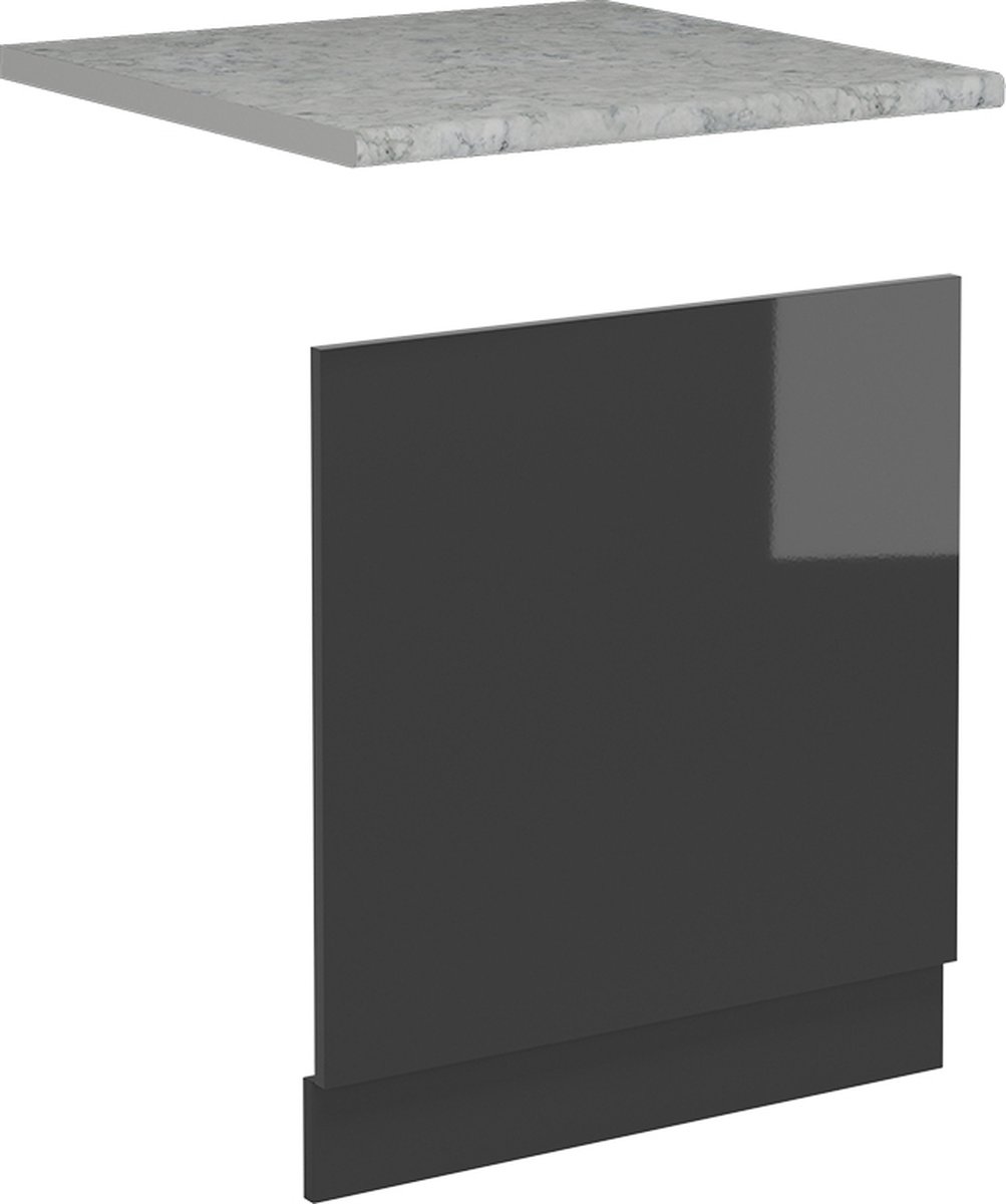 Vicco R-Line Voorpaneel vaatwasser – 60 cm, WB Marmer Antraciet Hoogglans