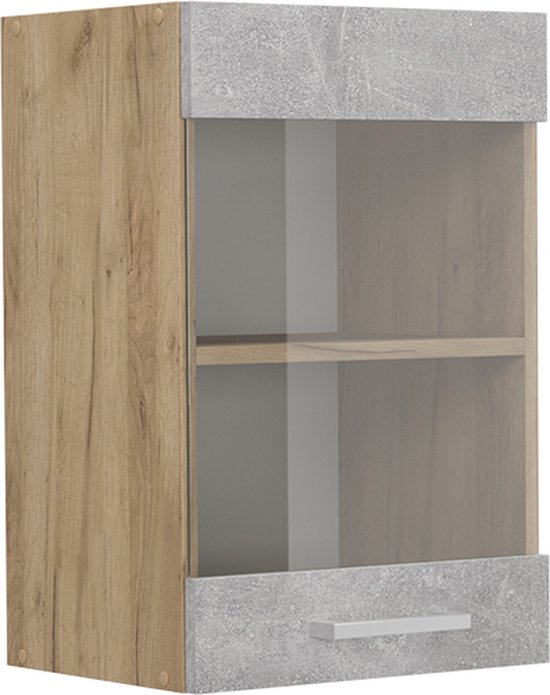 Vicco Glazen keukenkast R-Line, Wit Landhuis, 60 cm