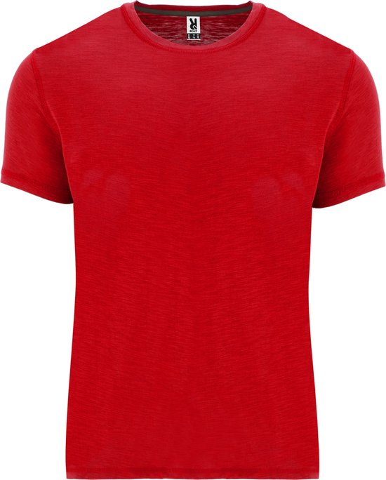 Lot de 2 T-shirts unisexes à manches courtes motif terrier 150 g, dos légèrement plus long, rouge - L