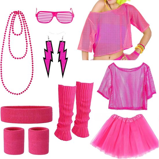 WILDPARTY Jaren 80 outfit voor dames, T-shirt, tutu, riemtas, hoofdband, oorring, halsketting, nethandschoenen, jaren 80 kleding, kostuum, neon accessoires, party, carnaval, kleding, 80SMouth-zwart-XL WILDPARTY Jaren 80 outfit voor dames, T-shirt, tutu, riemtas, hoofdband, oorring, halsketting, nethandschoenen, jaren 80 kleding, kostuum, neon accessoires, party, carnaval, kleding, 80SMouth-zwart-XL