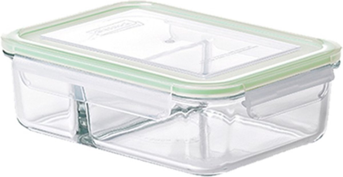 Meal Prep Box - Glazen Design - Magnetron-, Vaatwasser- en Ovenbestendig - 3 Vakken - 1000 ml