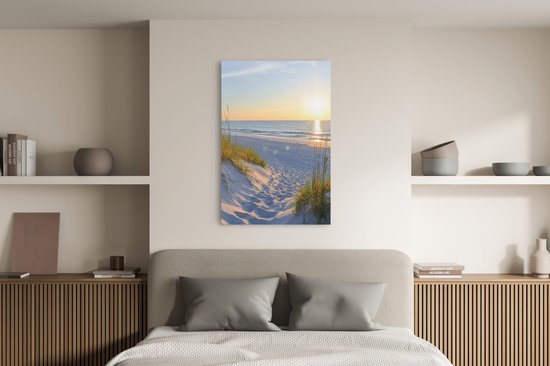 Saammp Canvas Schilderij - Strand - Zee - Pad Tussen Duinen - 50x70 - Foto op canvas - Wanddecoratie - muurdecoratie Woonkamer - Slaapkamer decoratie - Canvas Print