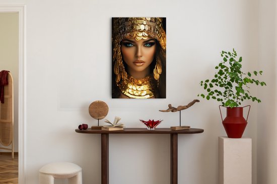 Saammp - Peinture sur toile - Femme arabe - yeux verts - Or - Abstrait - 30x45 - Photo sur toile - Décoration murale Décoration murale de salon - Décoration de chambre - Impression sur toile