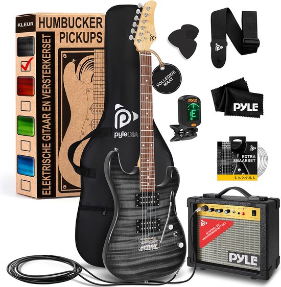 Guitare Pyle - Ensemble de guitare électrique avec amplificateur - Instrument de taille standard avec micros Humbucker - Guitare - Comprend un ensemble d'accessoires