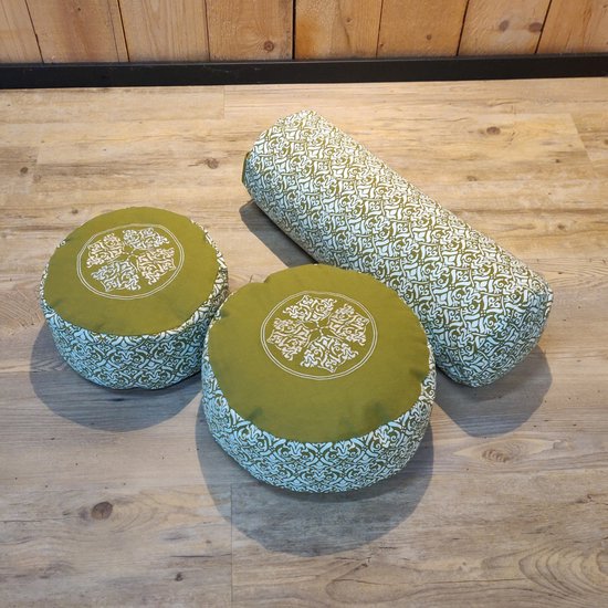 Om Namaste Meditatiekussen Design Groen XL - Groen en Wit van Merkloos — afbeelding 3