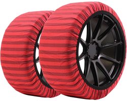 Isse 74 XXL Textiel sneeuwkettingen voor Autobanden - Classic Rood Gestreept 2 stuks (set)