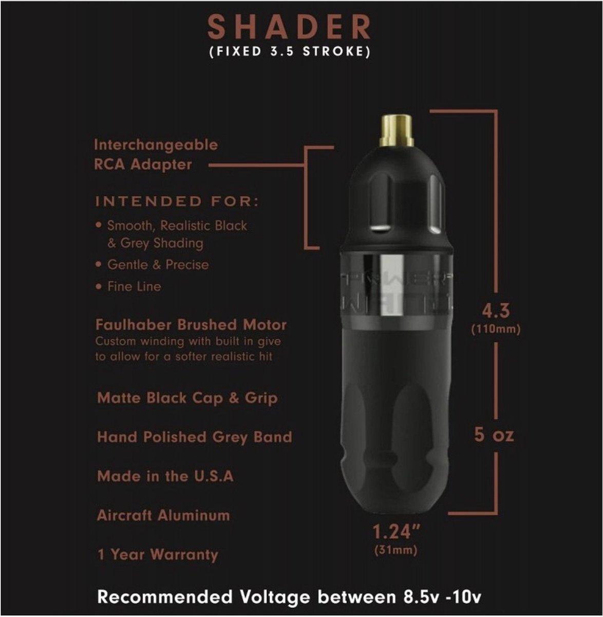 BISHOP POWER WAND SHADER RCA Tattoo Machine