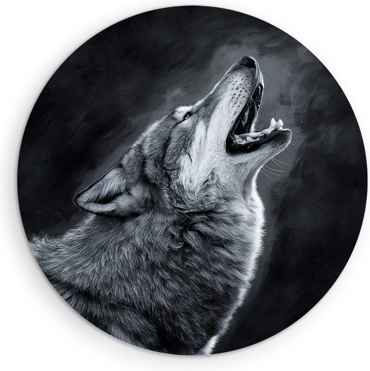 Saammp Forex Muurcirkel - Huilende Wolf - Natuur - Dieren - Ø 70 - Wandcirkel - Wanddecoratie Cirkel - Muurdecoratie Woonkamer - Slaapkamer decoratie - Rond Schilderij
