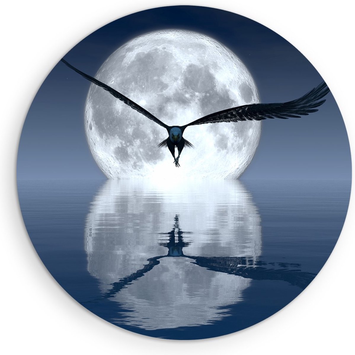 Saammp Forex Muurcirkel - Zeearend voor de maan - Natuur - Dieren - Ø 70 - Wandcirkel - Wanddecoratie Cirkel - Muurdecoratie Woonkamer - Slaapkamer decoratie - Rond Schilderij