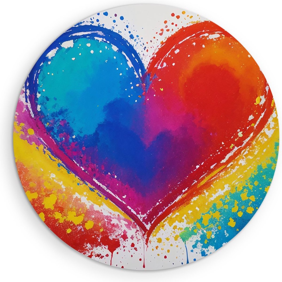 Saammp Forex Muurcirkel - Abstract - Hart - Ø 90 - Wandcirkel - Wanddecoratie Cirkel - muurdecoratie Woonkamer - Slaapkamer decoratie - Rond Schilderij