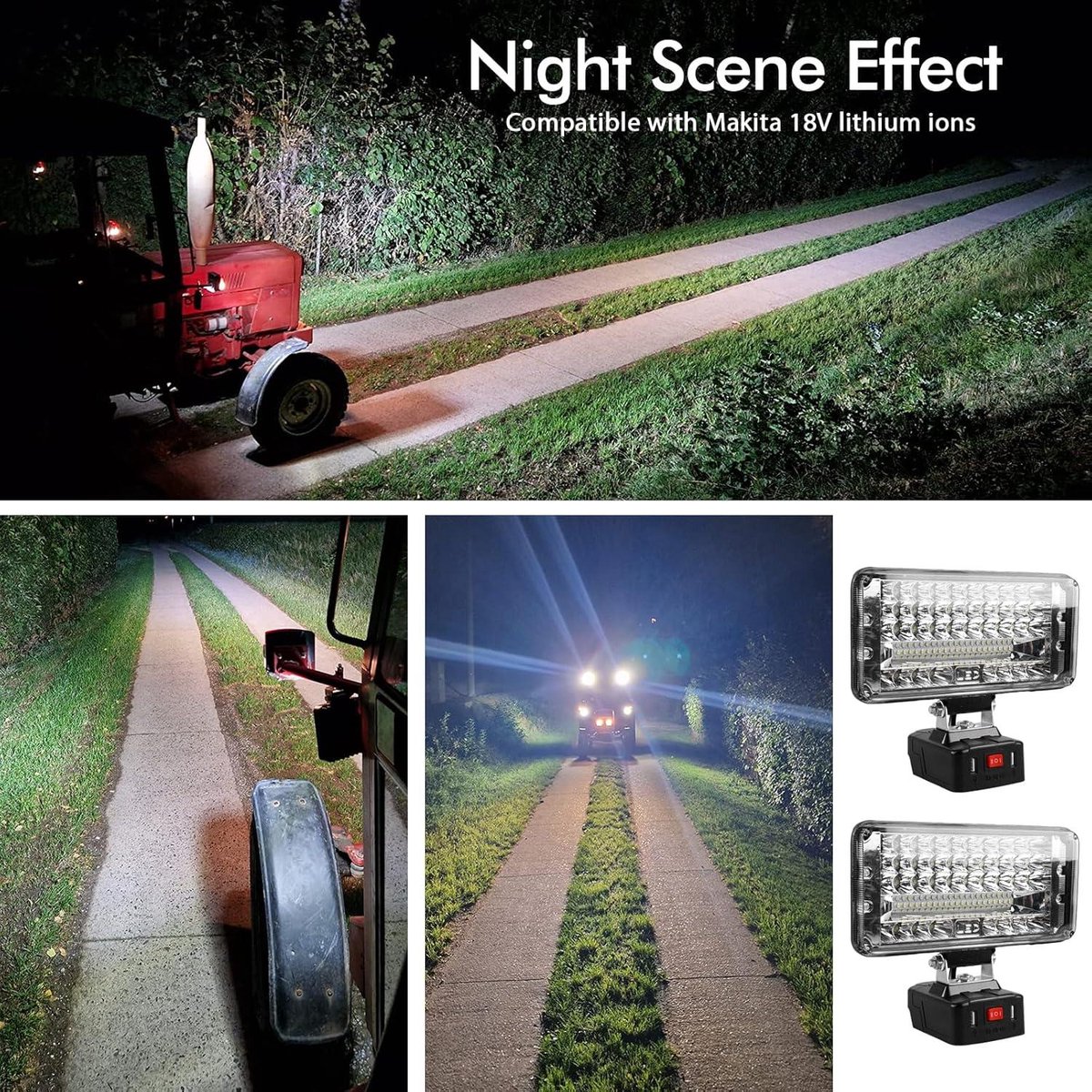 Ecarke Acculamp voor Makita 18V draagbare draadloze led-werklamp met