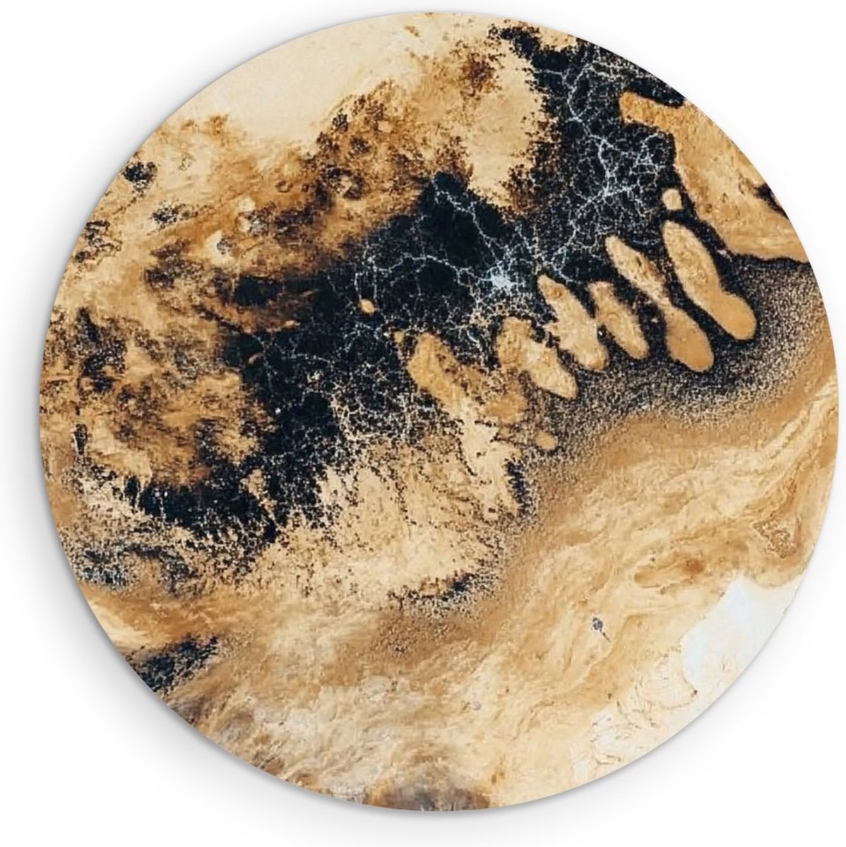 Saammp Forex Muurcirkel - Patroon - Goud - Abstract - Ø 60 - Wandcirkel - Wanddecoratie Cirkel - Muurdecoratie Woonkamer - Slaapkamer decoratie - Rond Schilderij