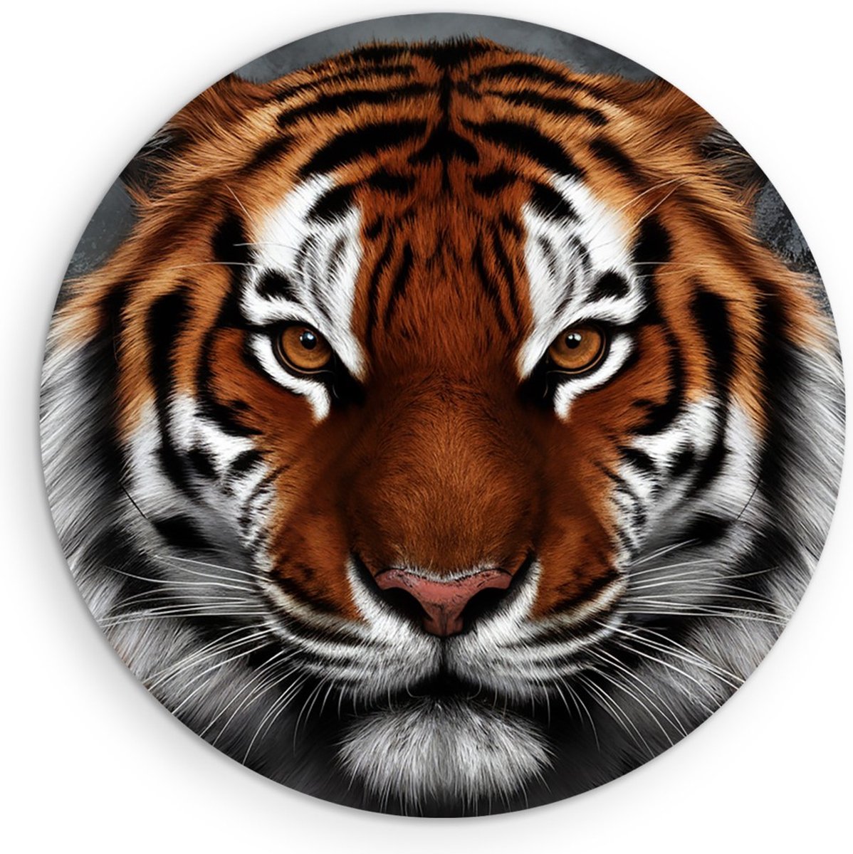 Saammp Forex Muurcirkel - Tijger Portret - Abstract - Natuur - Dieren - Ø 70 - Wandcirkel - Wanddecoratie Cirkel - muurdecoratie Woonkamer - Slaapkamer decoratie - Rond Schilderij