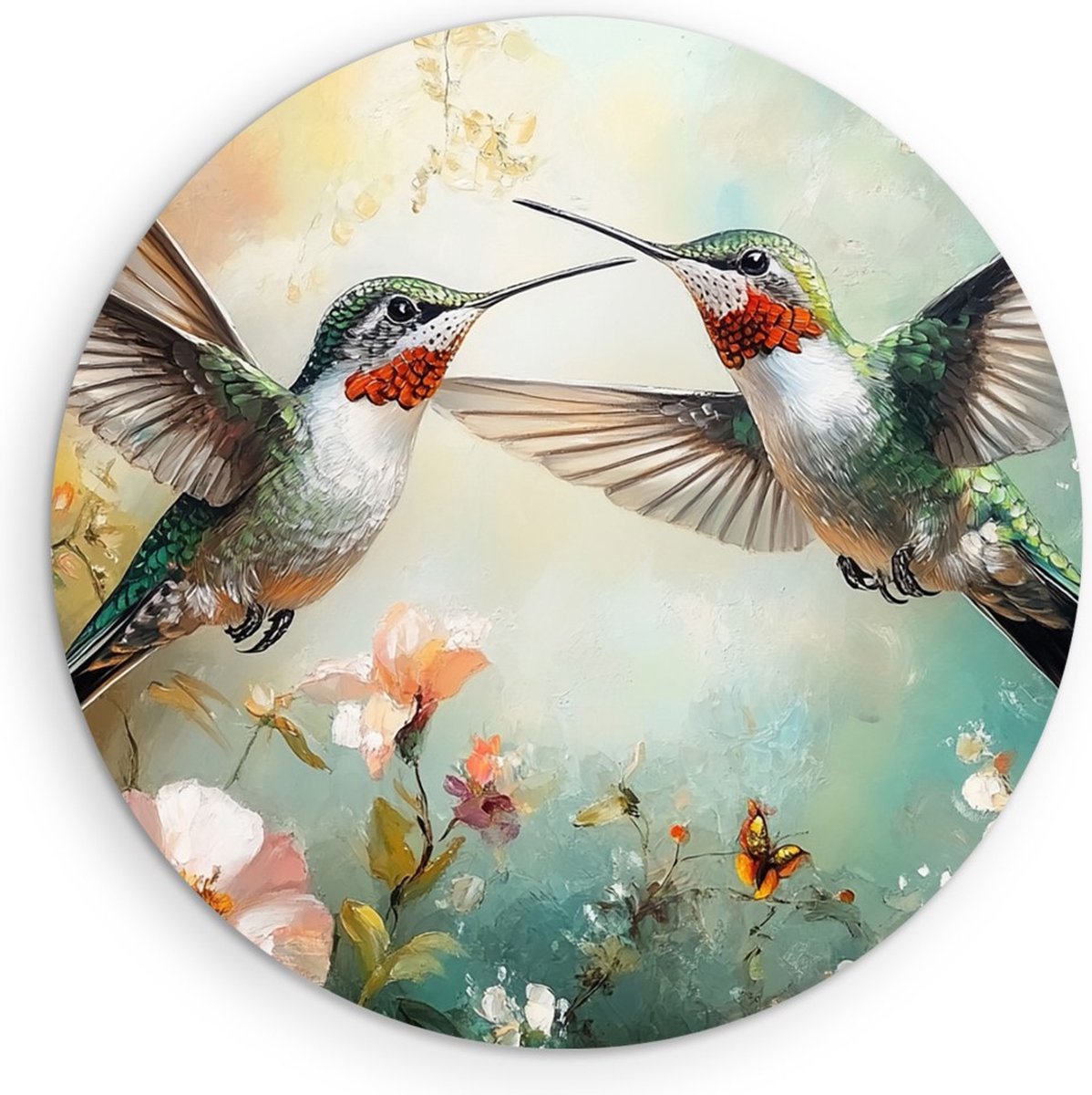 Saammp Muurcirkel Hout - 2 Vogels - Abstract - Dieren - Natuur - Ø 70 - Wandcirkel - Wanddecoratie Cirkel - muurdecoratie Woonkamer - Slaapkamer decoratie - Rond Schilderij