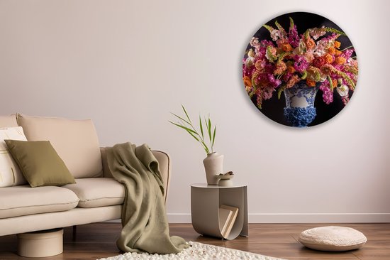 Cercle mural Saammp en bois - Fleurs abstraites dans un vase - Nature - Ø 50 - Cercle mural - Décoration murale Cercle - Décoration murale Salon - Décoration de bureau