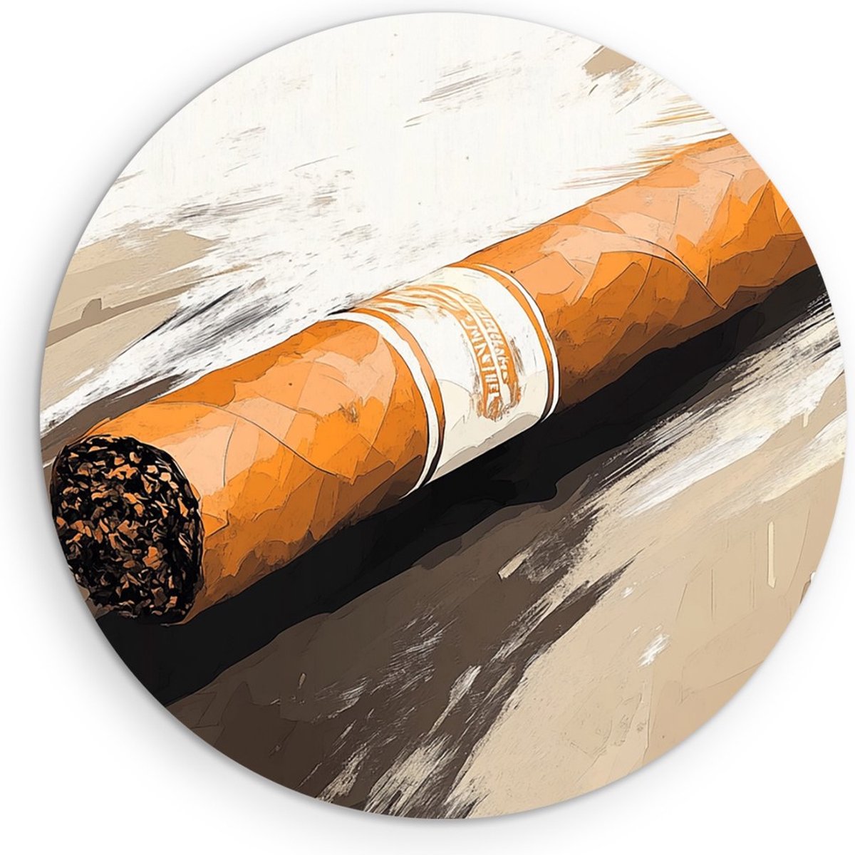 Saammp Muurcirkel Hout - Sigaar - Abstract kunstwerk - Ø 40 - Wandcirkel - Wanddecoratie Cirkel - Muurdecoratie Woonkamer - Slaapkamer decoratie - Rond Schilderij